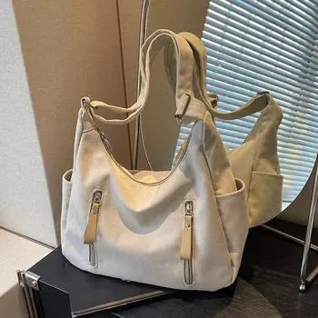 Yogodlns Ретро Холщовая Сумка Хобо Подмышки Женская Сумка Через Плечо Новая Универсальная Простая Холщовая Сумка Тоут