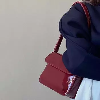 Yogodlns Роскошная женская сумка из лакированной кожи, модная дизайнерская сумка под мышками, маленькая квадратная сумка через плечо, повседневная женская сумка, кошелек 21.5x6x16.5cm красный