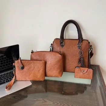 Yogodlns Роскошный бренд 4 шт/комплект женские сумки большой емкости сумка через плечо дамы искусственная кожа тоут модные сумки через плечо show as picture чёрный