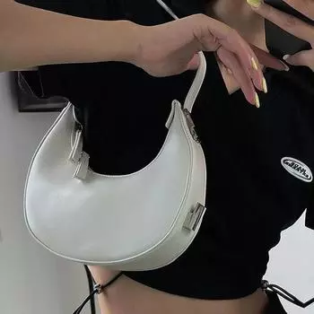 Yogodlns Роскошный дизайн женские сумки-бродяги в форме полумесяца модный бренд в форме полумесяца из искусственной кожи небольшие сумки подмышками 22x6x11cm белый