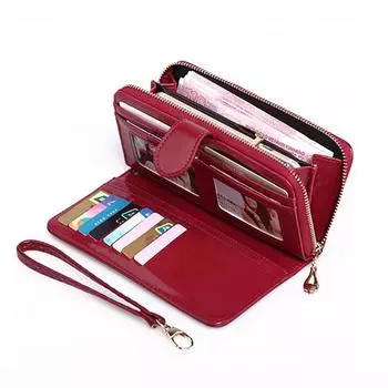 Yogodlns Роскошный женский кошелек из искусственной кожи, модный держатель для монет с длинными деньгами, многослойный женский кошелек, повседневная женская сумка, клатч Bolsa 10*3*19cm чёрный