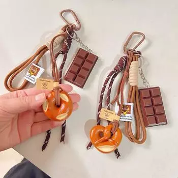 Yogodlns Щелочная вода Хлеб Бублик Сумка Подвеска Милый шоколад Плетеная веревка Подвеска Сумки Аксессуары Bagels разноцветный
