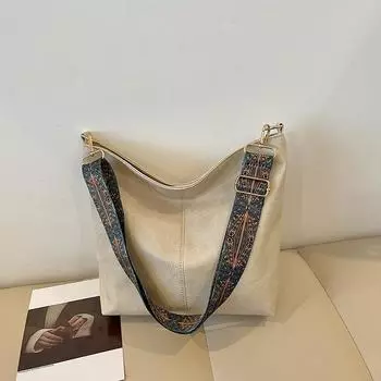 Yogodlns Широкая геометрическая сумка через плечо Большая вместимость сумки через плечо для женщин Ретро женская сумка из искусственной кожи для покупок и путешествий 24x12x26cm чёрный