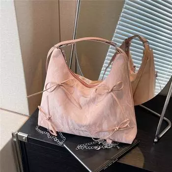 Yogodlns Симпатичные маленькие сумки через плечо с галстуком-бабочкой для женщин, сумки на плечо из искусственной кожи, сумки-ведра для поездок на работу