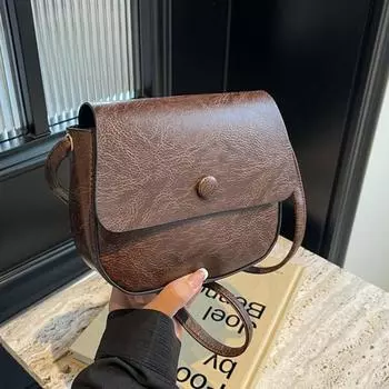 Yogodlns Simplicity Trendy Saddle Shoulder Bag Women PU Leather Crossbody Bag Simple Solid Color Messenger Bag Designer Handbags