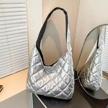 Yogodlns стеганая сумка через плечо для женщин пуховая хлопковая подкладка сумка-тоут сумка-пузырь кошелек большая сумка-шоппер стеганая облачная верхняя сумка 29x9x28cm чёрный