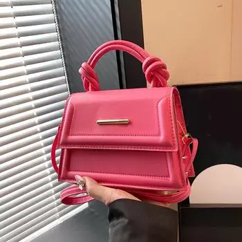 Yogodlns Стильная однотонная женская сумка из искусственной кожи, дизайнерская маленькая сумка через плечо, женская сумка-мессенджер с клапаном 20x7x14cm чёрный