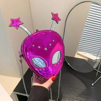 Yogodlns Сумка на плечо с инопланетным узором из искусственной кожи на Хэллоуин для женщин, сумка-мессенджер через плечо, шикарная женская сумочка на Хэллоуин