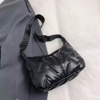 Yogodlns Сумка-пельмень под мышкой, Тоут из космического хлопка, Большая вместимость, На плечо, Через плечо, Легкая женская нейлоновая сумка 30x10x20cm чёрный