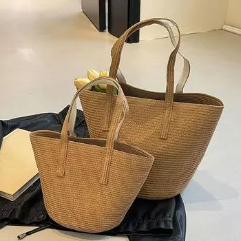 Yogodlns сумки ручной работы, летние женские тканые сумки, модная простая сумка ручной работы большой вместимости для покупок, сумка-тоут