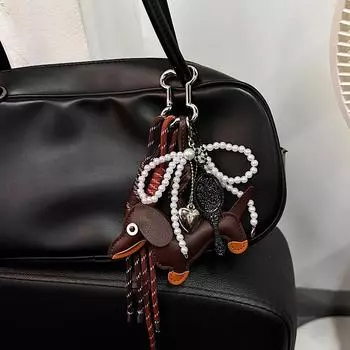 Yogodlns Винтаж Майяра Цвет Милая Колбаска Собака Сумка Подвеска Бантик Сумка Премиум Аксессуары Рюкзак Подвесная Веревка one size чёрный