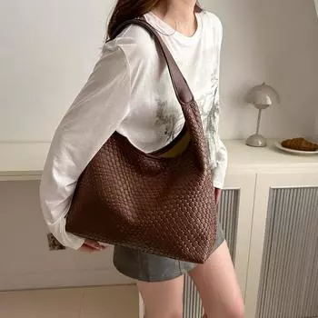 Yogodlns Винтажная большая вместительная сумка-тоут из искусственной кожи Old Money, женская повседневная большая вместительная сумка-хобо через плечо для поездок на работу и обратно 34.5x11x35.5cm белый