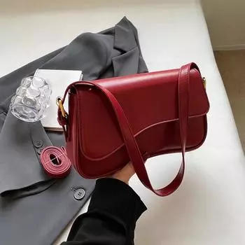 Yogodlns Винтажные кожаные сумки через плечо для женщин Дизайнерская женская маленькая сумка с клапаном через плечо подмышки Сумки и кошельки для подмышек 25x6x14cm чёрный