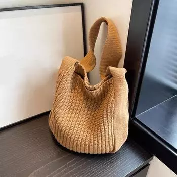 Yogodlns Винтажный дизайн тканые женские сумки через плечо большой емкости вязаные сумки для женщин и девочек школьная сумка повседневная дорожная сумка для покупок 26x11x29cm хаки