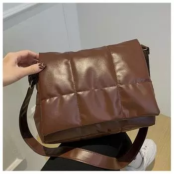 Yogodlns винтажная клетчатая сумка с вышивкой, женская сумка через плечо из мягкой кожи, сумка через плечо с клапаном, дизайнерская сумка подмышками 28*16*22cm чёрный