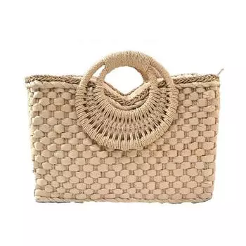 Yogodlns винтажная соломенная сумка ручной работы женская летняя пляжная сумка большой вместимости тканая сумка отпускная сумка с ручкой из ротанга Kintted Totes 38*13*26cm чёрный