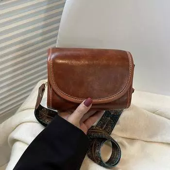 Yogodlns винтажная сумка через плечо с клапаном для женщин, модная сумка-мессенджер с широким ремешком, роскошная сумка через плечо, женская сумка для покупок, сумка-тоут 18x8x13cm коричневый