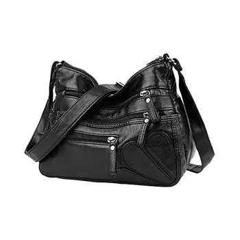 Yogodlns винтажная сумка через плечо женская искусственная кожа многофункциональная сумка через плечо большая вместительная сумка для покупок для мам 25*11*20cm чёрный