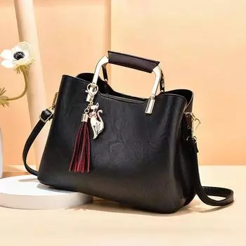 Yogodlns винтажная сумка с подвеской для женщин, сумка через плечо из искусственной кожи, модные стильные сумки с верхней ручкой, сумка для мамы 27x13x20cm фиолетовый