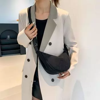 Yogodlns винтажная вельветовая дизайнерская сумка японская сплошная цветная женская маленькая сумка на плечо модная сумка для пельменей дорожная простая сумка через плечо 35x10x16cm чёрный