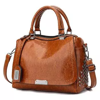 Yogodlns винтажные Бостонские роскошные сумки из искусственной кожи, кошелек, женские сумки через плечо с заклепками, дизайнерская женская сумка-тоут с подушкой 28*14*20cm чёрный