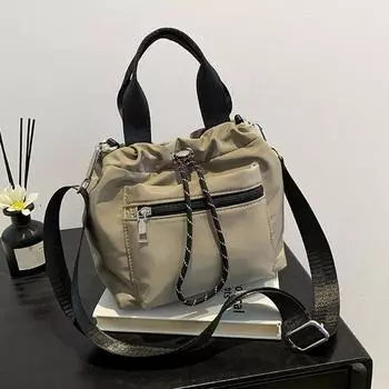 Yogodlns Women s Fashion Casual Drawstring Bucket Bag, Versatile Shoulder & Crossbody Mini Everyday Chic Essentials Bag 22x14x21cm чёрный