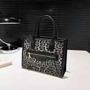 Yogodlns Women s Leopard Print PU Leather Shoulder Bags Casual Handbag Top Handle Purse for Shopping and Travel Commuter Bag 27.5x8.5x21cm