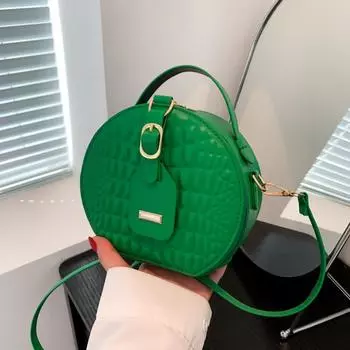 Yogodlns Women s Small Round Crossbody Shoulder Bags PU Leather Solid Color Female Cell Phone Sling Bag Ladies Messenger Bags 17.5x8x16cm чёрный