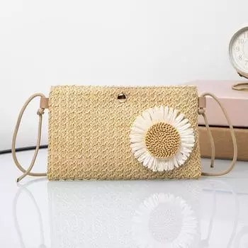 Yogodlns вязаный цветочный летний пляжный женский клатч цвета хаки из ротанга плетеная женская соломенная сумка регулируемая сумка через плечо 19x2x11.5cm хаки