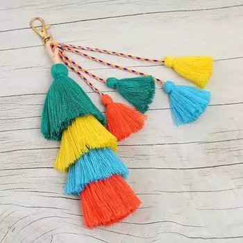 Yogodlns, высокое качество, классический цвет, кулон с кисточкой, модная ретро-сумка, брелок для мобильного телефона, украшение с подвеской 20cm зелёный