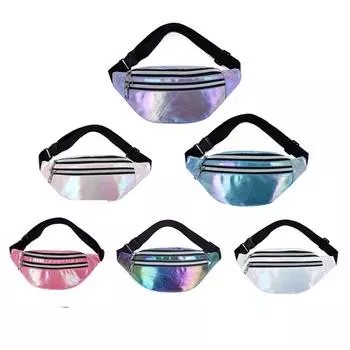 Yogodlns женская лазерная сумка из искусственной кожи спортивная нагрудная поясная сумка модная дорожная сумка унисекс на молнии через плечо сумка через плечо 22x7x12cm светло-фиолетовый