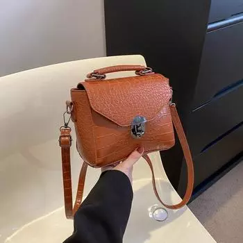 Yogodlns женская мода крокодиловый узор маленькая сумка из искусственной кожи винтажная однотонная сумка через плечо с замком