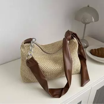 Yogodlns Женская мода летняя соломенная сумка через плечо женская пляжная праздничная шоппинг тканая сумка через плечо кошельки для женщин 30.5x9x20.5cm белый