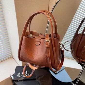 Yogodlns женская новая сумка через плечо однотонная искусственная кожа сумка модная повседневная сумка через плечо 22x11x16cm кофейный