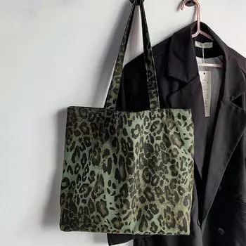 Yogodlns Женская парусиновая леопардовая сумка для покупок, многоразовая большая вместительная сумка для продуктов, эко-экологическая сумка-шоппер на плечо для девочек