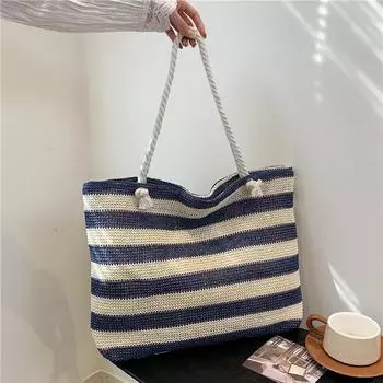 Yogodlns женская соломенная сумка через плечо контрастная пляжная сумка большой вместимости простая сумка через плечо женская летняя повседневная сумка 40x10x32cm красный