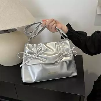 Yogodlns Женская сумка через плечо из искусственной кожи с бантом Модные сумки через плечо Сумка-мессенджер с регулируемым ремешком Высококачественная сумка для подмышек