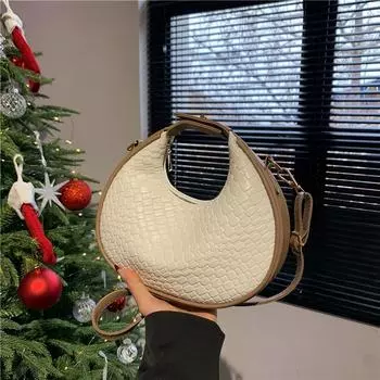 Yogodlns женская сумка через плечо из искусственной кожи премиум-класса, новая модная нишевая сумка через плечо, простой стиль, женская тканая сумка-хобо 14x5x20cm чёрный