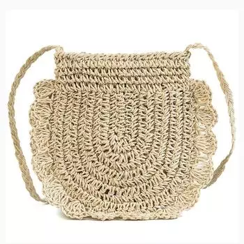 Yogodlns, женская сумка ручной вязки, летняя пляжная соломенная сумка, женская сумка-мессенджер, маленькая сумка ручной работы, сумка MniCrossbody 17*5*18cm бежевый