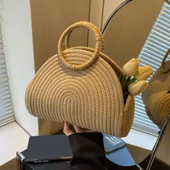 Yogodlns женские новые вязаные сумки женские тканые корзины ручной работы на плечо для женщин простые универсальные сумки с верхней ручкой