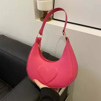 Yogodlns Женские однотонные маленькие сумки через плечо, модные, с верхней ручкой, универсальные, из искусственной кожи, с декором в виде сердца, сумка-хобо для телефона