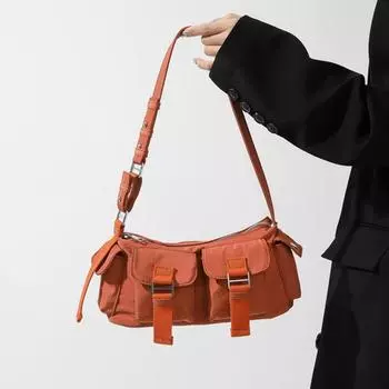 Yogodlns, женские однотонные сумки на плечо из нейлона на молнии, простые повседневные молодежные сумки подмышки высокого качества