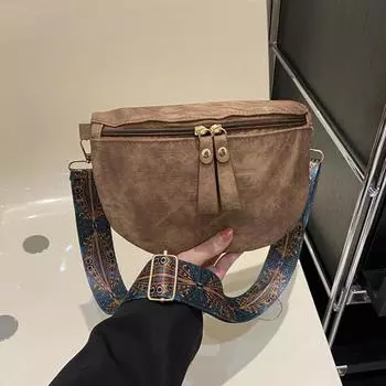 Yogodlns женские поясные сумки из искусственной кожи Стильная однотонная сумка-бродяга на ремне Роскошная дизайнерская нагрудная сумка с широким ремешком Модная поясная сумка 23.5x0.5x16.5cm чёрный