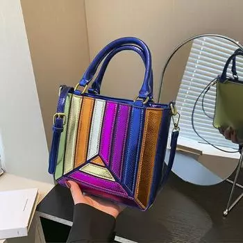 Yogodlns женские сумки на плечо радужная красочная сумка через плечо женская повседневная сумка-тоут высокого качества из искусственной кожи брендовые сумки