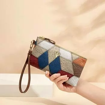 Yogodlns Женский длинный кошелек из искусственной кожи разных цветов, модный эстетичный браслет, винтажный кошелек на молнии, роскошный клатч с паевым декором