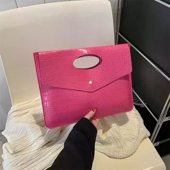 Yogodlns женский кошелек с клапаном для свадьбы, выпускного вечера, крокодиловый узор, сумка-конверт, винтажный дизайн, клатч, вечерняя сумка 32x0.5x24cm чёрный