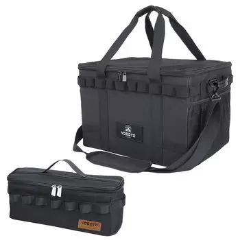 YOGOTO Кемпинговое хранилище Мягкое снаряжение 36 л Большое Глубокое Автомобильное Многофункциональное Хранение Кемпинговое снаряжение Сетка Дейзи Плечевой и 1 Колышек Идеально для и На открытом воздухе чёрный