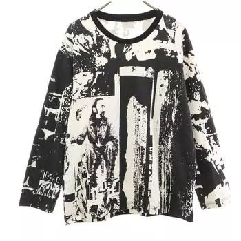 Yohji Yamamoto 20SS сделано в Японии Принт с человеком Длинный рукав Крой 2 черный Мужской Б/у