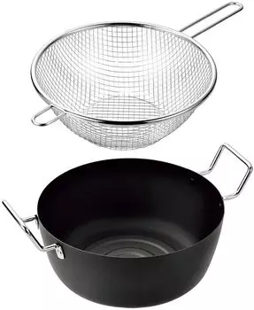 Yokoyama Enjuku no Waza Tempura Pot 22 см Ручная фритюрница 22 см и EJTF-500 серебряный