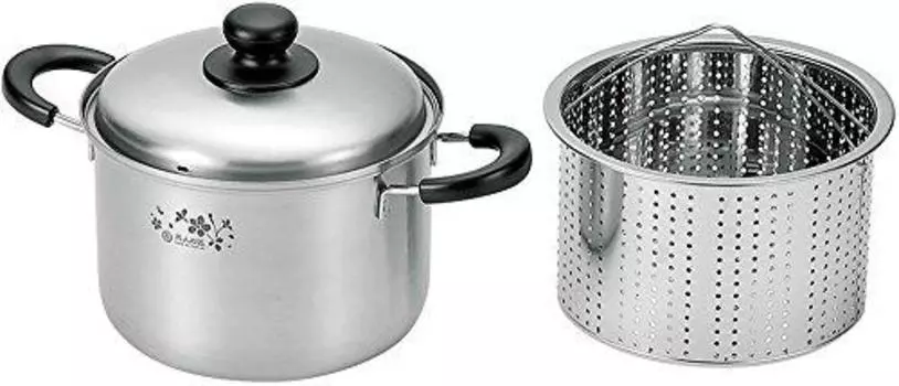Yokoyama ETS-700 Pasta Pot, Made in Japan, IH Compatible, 7.9 inches (20 cm), Silver, Tsubanjin Takumi Sakuragin